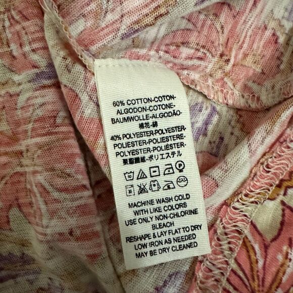 FREE PEOPLE Leilani Cropped Tee Boxy Multi Floral Print Crochet Trim - Picture 9 of 11